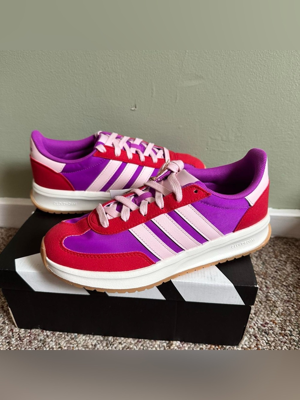 adidas Women's Retro Trainer in Red, Purple & Cream